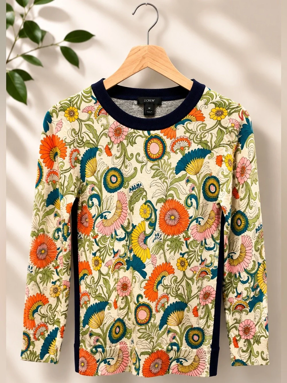 J. Crew 100% Merino Wool Botanical Print Crewneck Sweater (323)